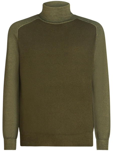 Etro Pegaso-embroidered Roll-neck Jumper - Green 
