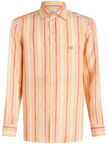  Etro Pegaso-embroidered Striped Shirt - Orange 