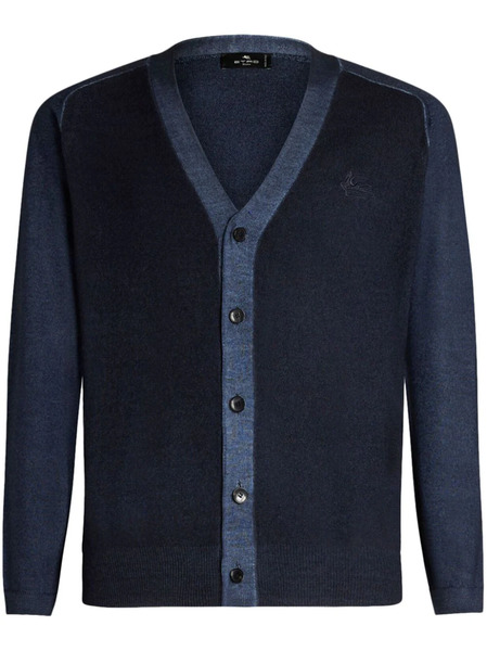  Etro Pegaso-embroidered Wool Cardigan - Blue 