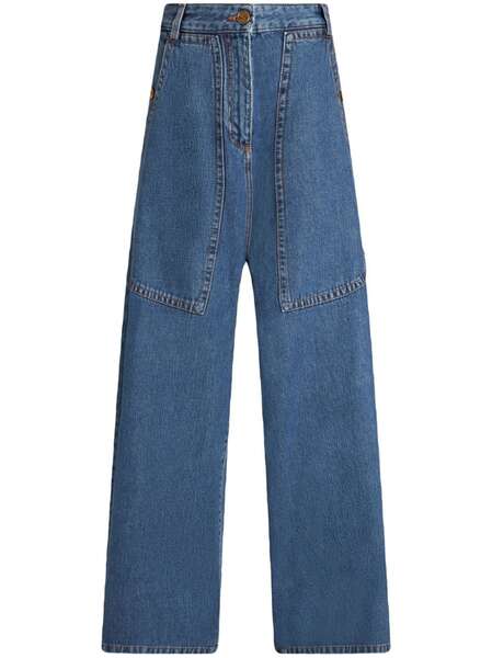  Etro Pegaso-embroidery Wide-leg Jeans - Blue 