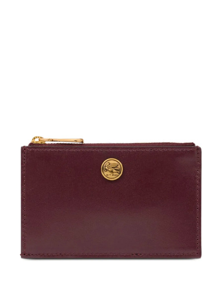  Etro Pegaso-plaque Leather Card Holder - Red 