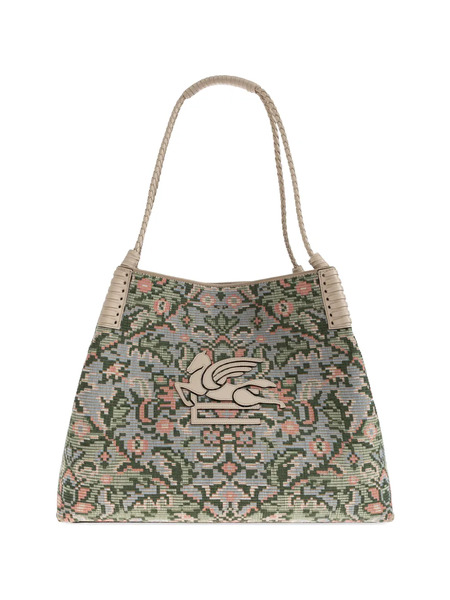  Etro Pegasus Floral Tote Bag - Blue 