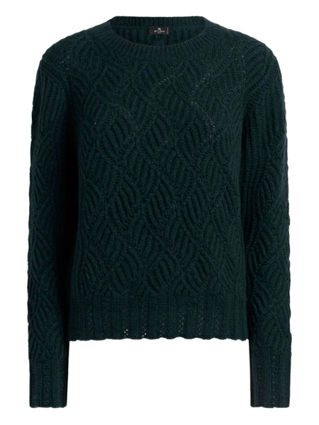  Etro Perforated Pattern Cashmere Sweater - Green 