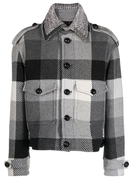  Etro Plaid-check Button-up Wool Blend Jacket - Black 