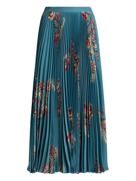  Etro Pleated Floral-print Midi Skirt - Blue 