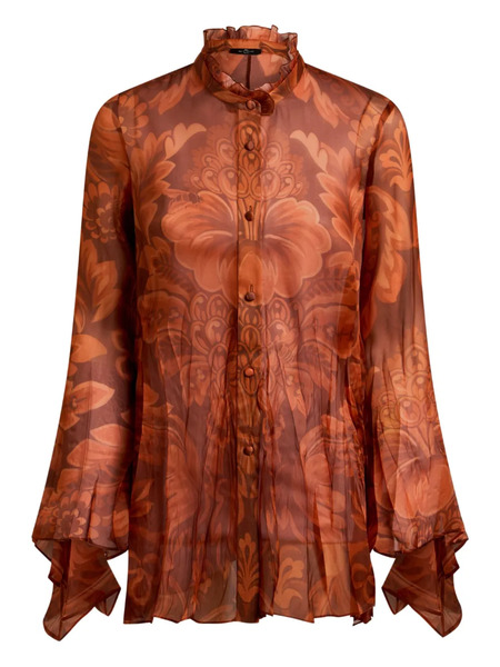  Etro Pleated Floral-print Shirt - Red 