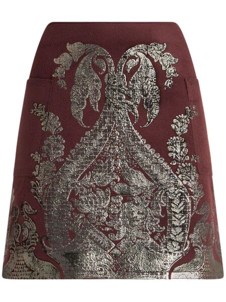  Etro Printed Metallic-effect Mini Skirt - Red 