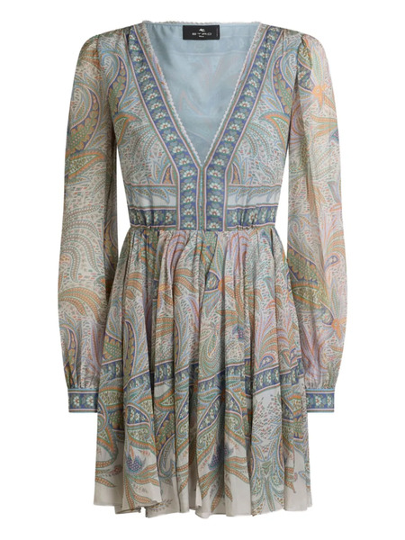  Etro Printed Mini Dress - Grey 