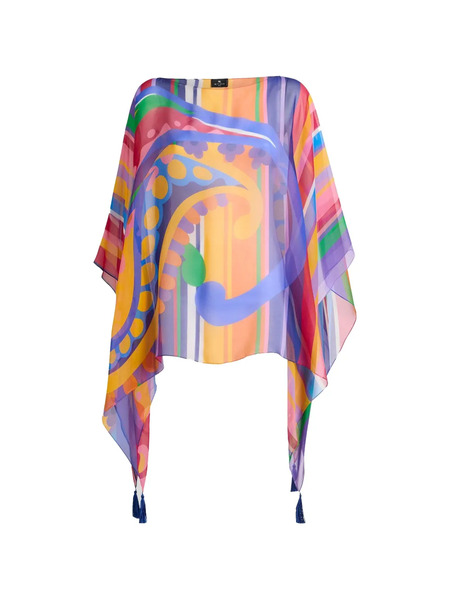  Etro Printed Poncho Blouse - Orange 