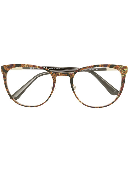  Etro Printed Square Frame Glasses - Metallic 