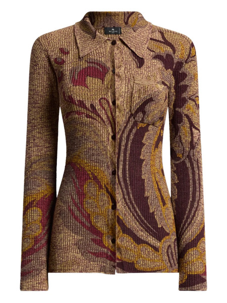  Etro Ribbed Floral-print Cardigan - Brown 