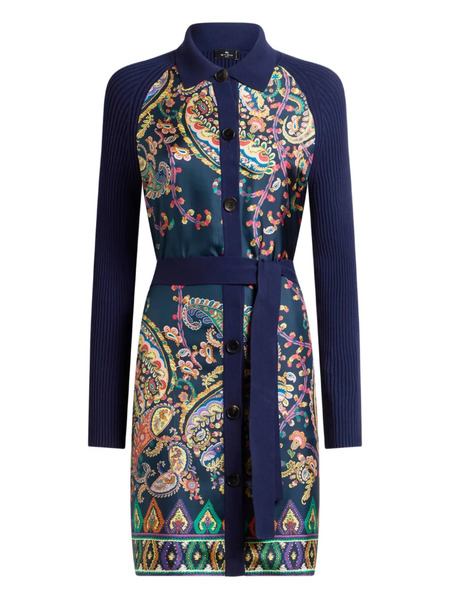  Etro Ribbed Paisley Cardigan - Blue 