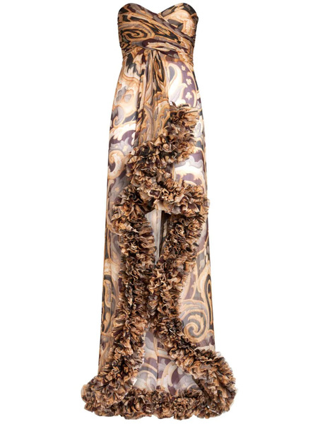  Etro Ruched-detailing Printed Silk Maxi Dress - Neutrals 