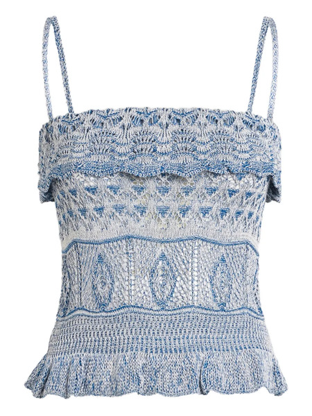  Etro Ruffled Cotton Top - Blue 