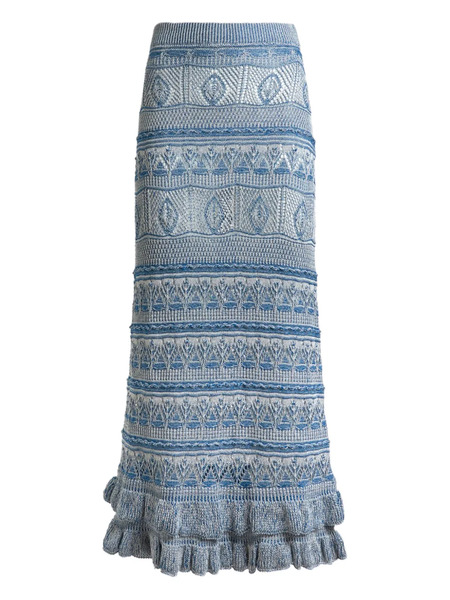  Etro Ruffled Maxi Skirt - Blue 