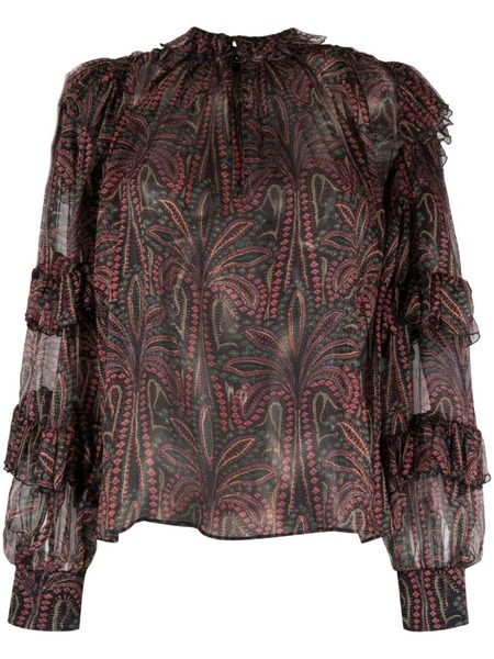  Etro Ruffled Paisley-print Silk Blouse - Blue 