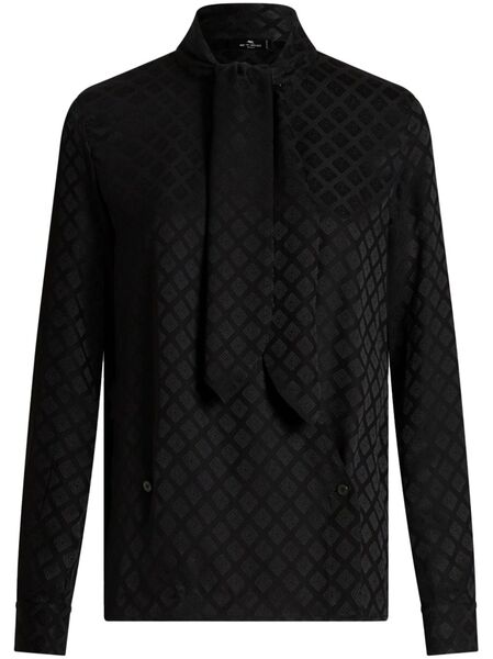  Etro Scarf-collar Jacquard Shirt - Black 