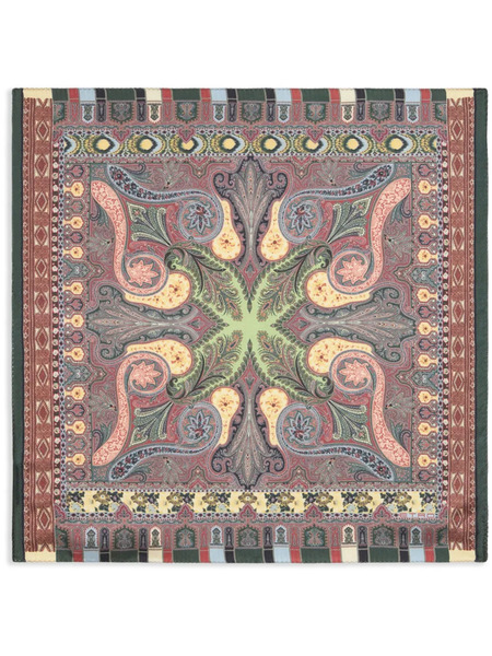  Etro Silk Printed Pocket Square - Red 