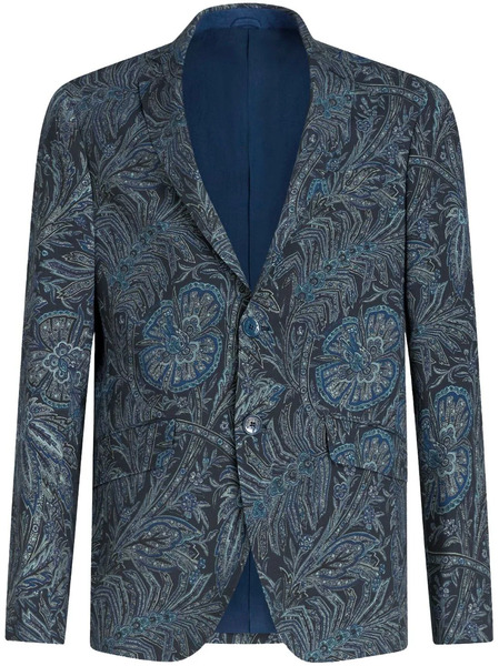  Etro Single-breasted Floral-print Jacket - Blue 