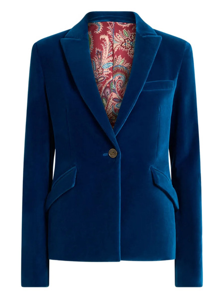  Etro Single-breasted Velvet Blazer - Blue 