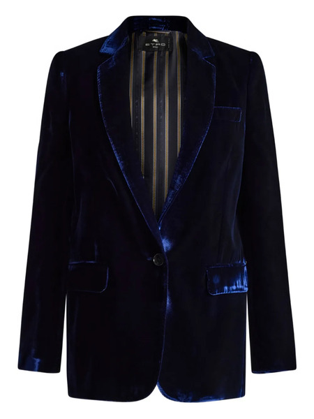  Etro Single-breasted Velvet Blazer - Blue 