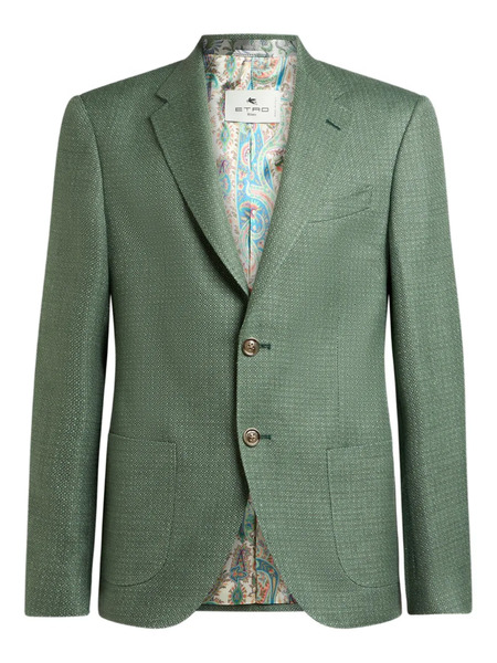  Etro Single-breasted Wool Blazer - Green 