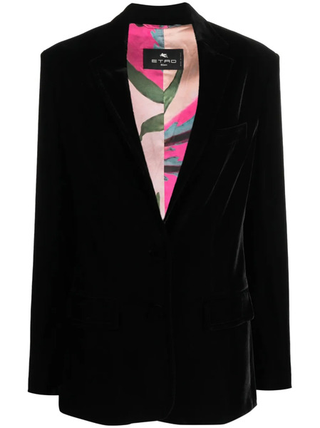  Etro Single-button Velvet Blazer - Black 