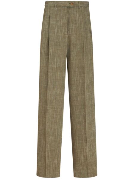  Etro Slub-effect Tailored Trousers - Green 