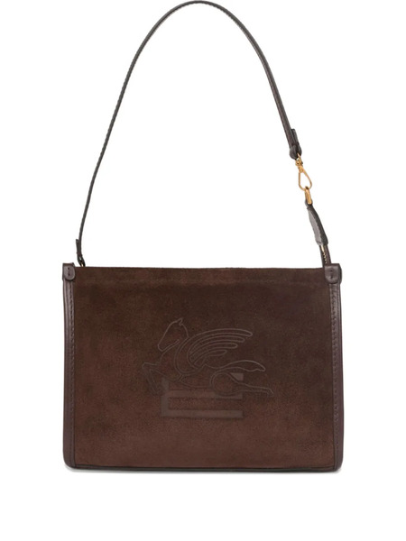  Etro Small Logo-embossed Suede Shoulder Bag - Brown 