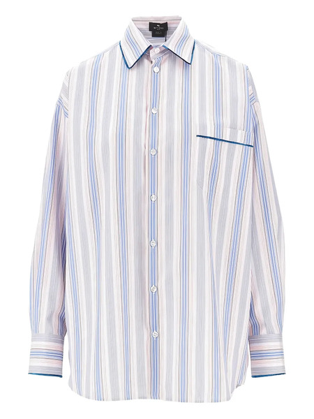  Etro Striped Collar Shirt - Blue 