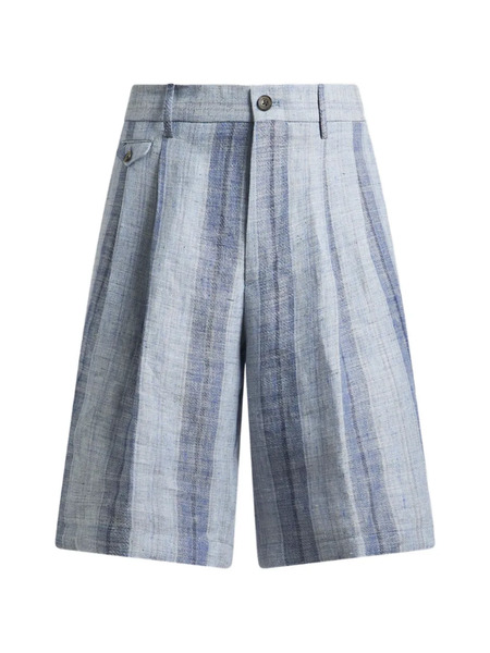  Etro Striped Linen Shorts - Blue 