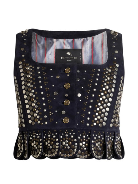  Etro Studded Leather Vest - Blue 