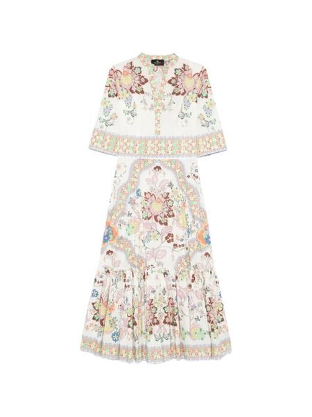  Etro V-neck Flared Maxi Dress - White 