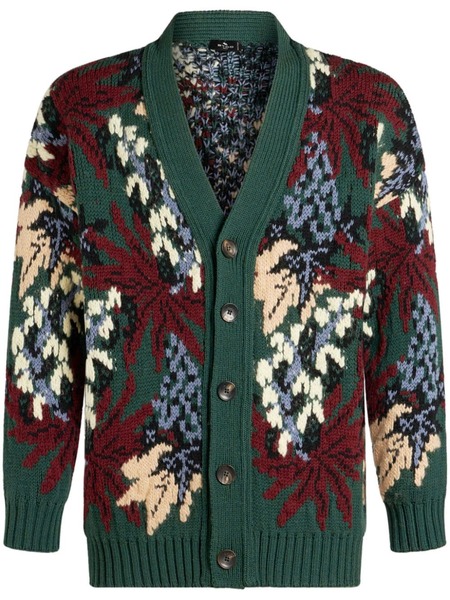  Etro V-neck Jacquard Cardigan - Green 
