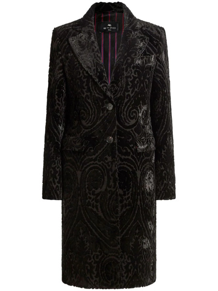  Etro Velvet Jacquard Coat - Black 