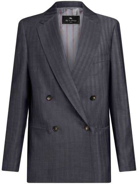 Etro Wool Double-breasted Jacket - Grey 