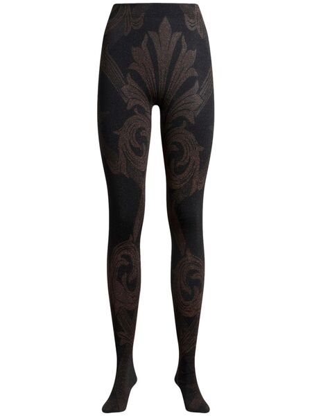  Etro X Wolford Metallic-jacquard Tights - Brown 