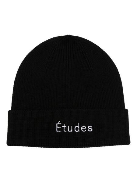  études Studio Logo-embroidered Wool Beanie - Black 