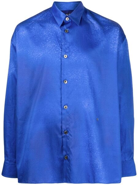  études Studio Spray-effect Satin Shirt - Blue 