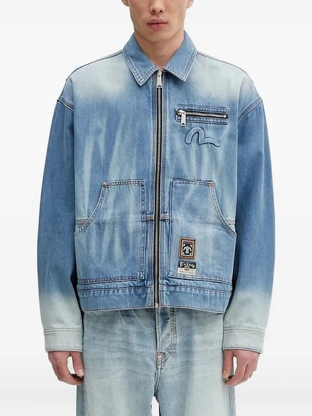  Evisu Embossed-logo Denim Jacket - Blue 