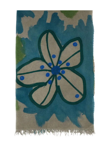  Exquisite J Floral-pattern Fringed Scarf - Neutrals 