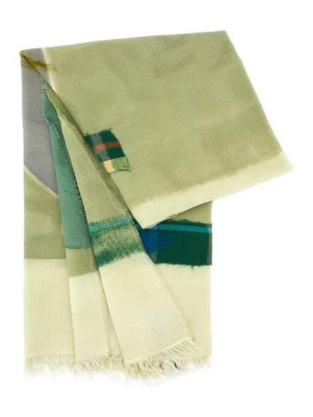  Exquisite J Graphic-pattern Fringed Scarf - Green 