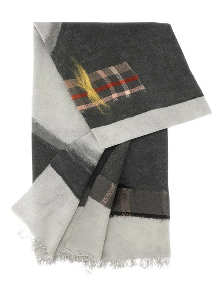  Exquisite J Patchwork Fringed Scarf - Grey 