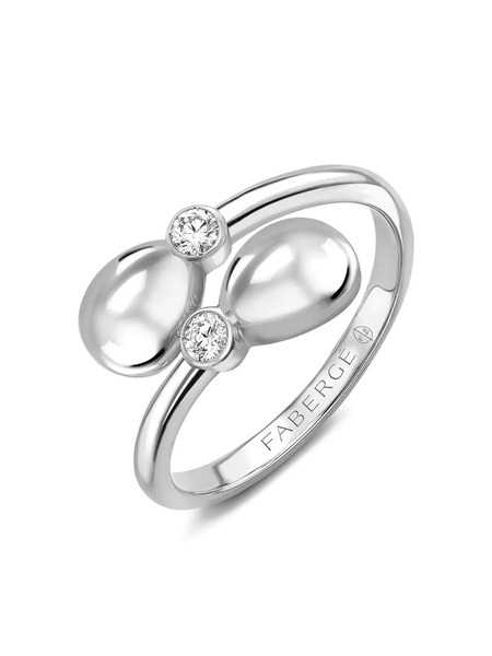  Fabergé 18k White Gold Crossover Diamond Ring - Silver 