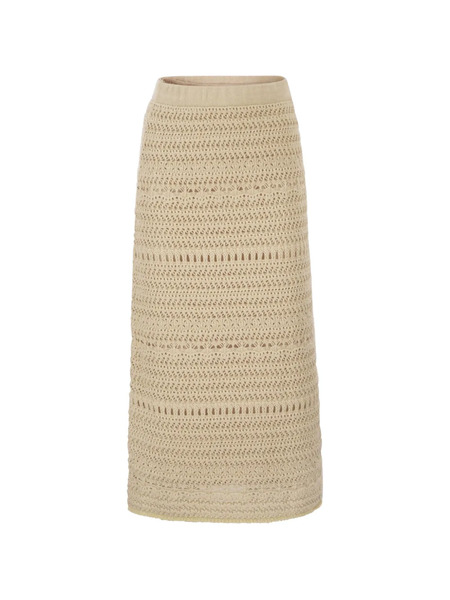  Fabiana Filippi Crochet-pattern Midi Skirt - Neutrals 