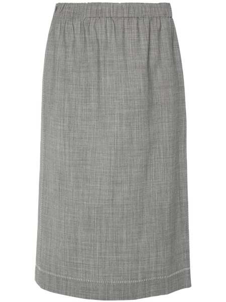  Fabiana Filippi Decorative-stitching Chambray Skirt - Grey 