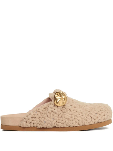  Fabiana Filippi Knitted Sude Mules - Neutrals 