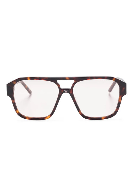  Face Hide Tortoiseshell-pattern Rectangle-frame Glasses - Brown 