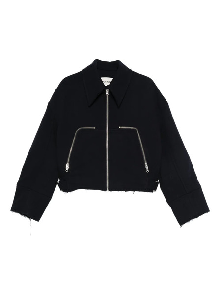  Façon Jacmin Marty Zip-front Frayed-edge Jacket - Blue 