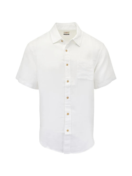  Faherty Button Linen Shirt - White 